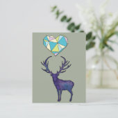 Geo Deer Heart Poster Postkarte (Stehend Vorderseite)