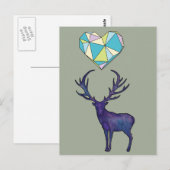 Geo Deer Heart Poster Postkarte (Vorne/Hinten)