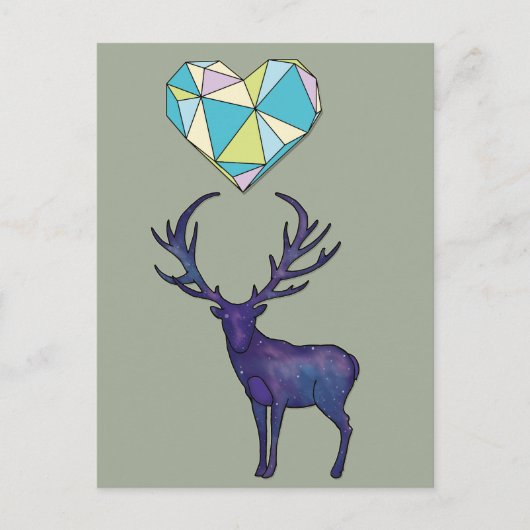 Geo Deer Heart Poster Postkarte (Vorderseite)