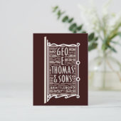 Geo. E. Thomas & Sons Brattleboro VT Logo Postkart Postkarte (Stehend Vorderseite)