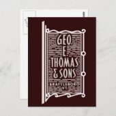 Geo. E. Thomas & Sons Brattleboro VT Logo Postkart Postkarte (Vorne/Hinten)