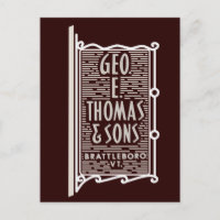 Geo. E. Thomas & Sons Brattleboro VT Logo Postkart