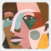 Geo Face Quadratischer Aufkleber (Vorderseite)