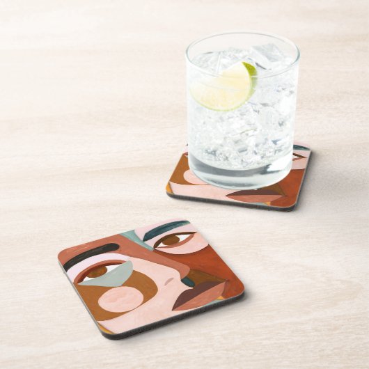 Geo Face Upclose Getränkeuntersetzer (Rechte Seite)