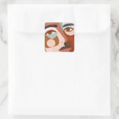 Geo Face Upclose Quadratischer Aufkleber (Tasche)