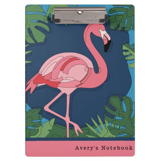 Geo Flamingo Puzzle Klemmbrett (Vorderseite)