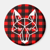 Geo Fox & Rustic Black Red Buffalo Karo Kariert Magnet (Vorne)