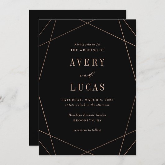 Geo Frame EDITABLE COLOR Wedding GEO Dankeskarte (Vorne/Hinten)