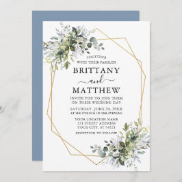 Geo Frame Wedding Dusty Blue Einladung