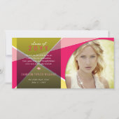 Geo Fuchsia Criss Cross Color Block Foto Graduate Dankeskarte (Vorderseite)