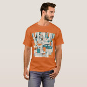 Geo Fusion: Moderner grafischer Print-T - Shirt (Vorne ganz)
