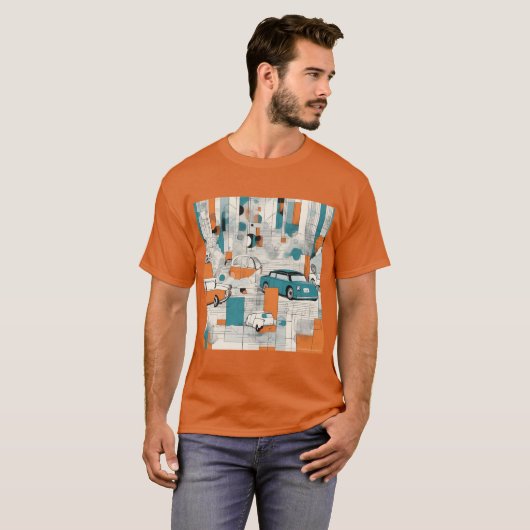 Geo Fusion: Moderner grafischer Print-T - Shirt (Vorne ganz)