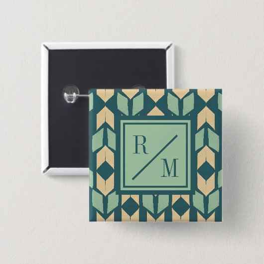 Geo geometrischer aquamariner Pfeil des Button (Vorne & Hinten)