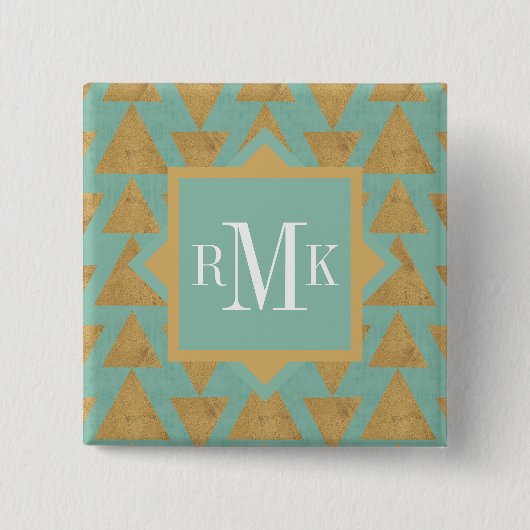 Geo Gold des Monogramm-| des Schritt-| im Freien Button (Vorderseite)