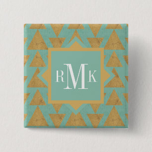 Geo Gold des Monogramm-  des Schritt-  im Freien Button