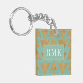 Geo Gold des Monogramm-| des Schritt-| im Freien Schlüsselanhänger (Vorderseite links)