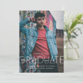 Geo Grad Modern Typography Graduation Announcement Save The Date (Stehend Vorderseite)