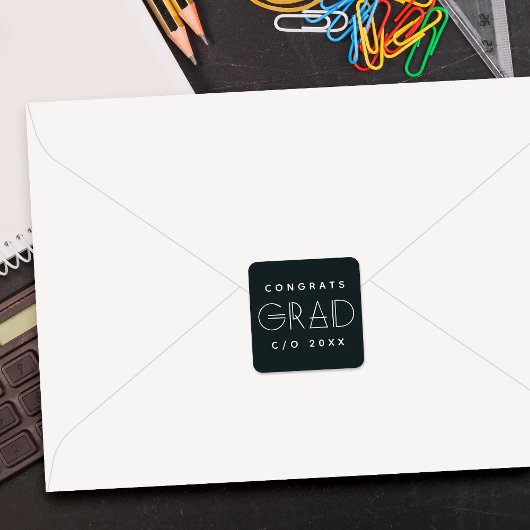 Geo Grad Modern Typography Graduation Sticker