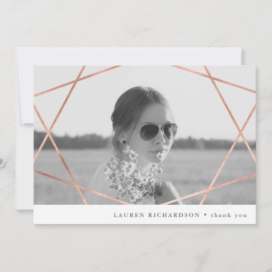 Geo Graduate | Imitate Kupfer mit Foto Danke Einladung (Vorderseite)