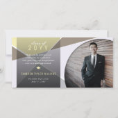 Geo Gray Criss Cross Color Block Foto Abschluss Dankeskarte (Vorderseite)