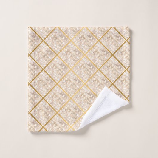 GEO GRID BLOCK GOLD BRONZE BATHROOM TOWEL SET (Waschlappen)