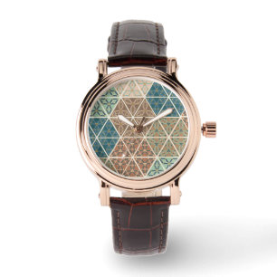Geo im Freienxi blaues u. grünes Stammes- Muste Armbanduhr