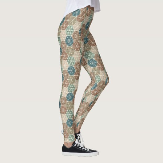 Geo im Freienxi | blaues u. grünes Stammes- Muster Leggings (Rechts)