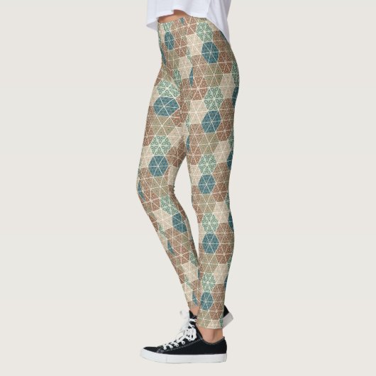 Geo im Freienxi | blaues u. grünes Stammes- Muster Leggings (Links)