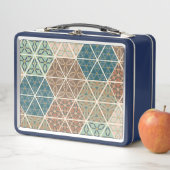 Geo im Freienxi | blaues u. grünes Stammes- Muster Metall Brotdose (Beispiel)