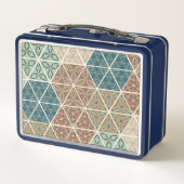 Geo im Freienxi | blaues u. grünes Stammes- Muster Metall Brotdose (Rückseite)