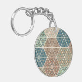 Geo im Freienxi | blaues u. grünes Stammes- Muster Schlüsselanhänger (Vorderseite links)