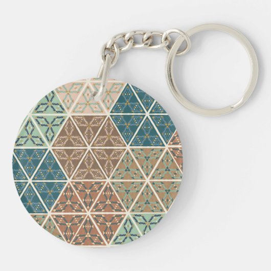 Geo im Freienxi | blaues u. grünes Stammes- Muster Schlüsselanhänger (Rückseite)