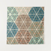 Geo im Freienxi | blaues u. grünes Stammes- Muster Wandteppich (Vorderseite (Horizontal))