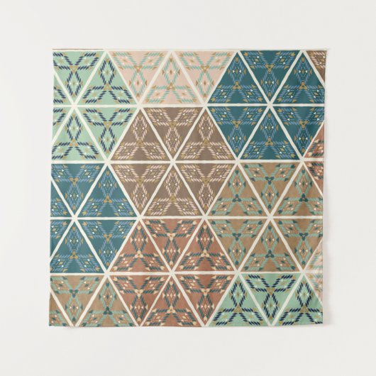 Geo im Freienxi | blaues u. grünes Stammes- Muster Wandteppich (Vorderseite (Horizontal))