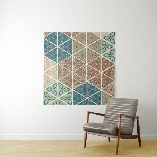 Geo im Freienxi | blaues u. grünes Stammes- Muster Wandteppich (Beispiel)