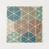 Geo im Freienxi | blaues u. grünes Stammes- Muster Wandteppich (Vorderseite)