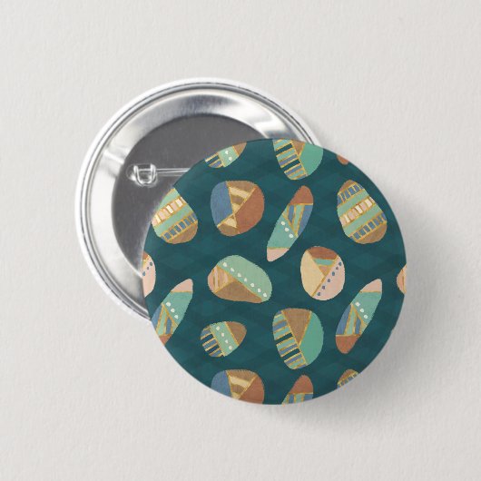 Geo im Freienxii | blaues u. grünes geometrisches Button (Vorne & Hinten)