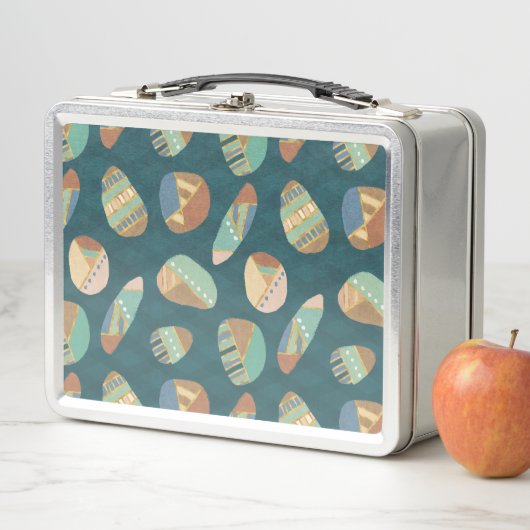 Geo im Freienxii | blaues u. grünes geometrisches Metall Brotdose (Beispiel)