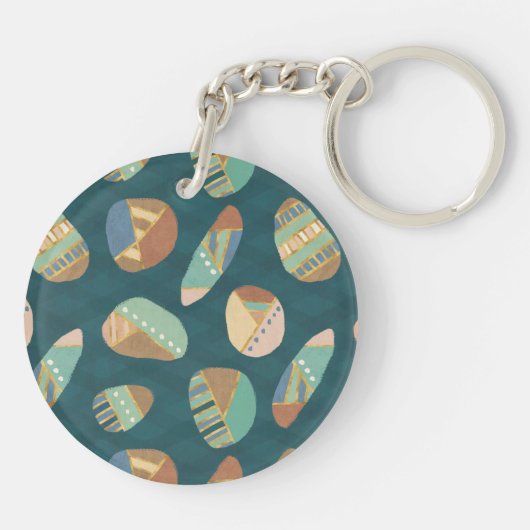 Geo im Freienxii | blaues u. grünes geometrisches Schlüsselanhänger (Rückseite)