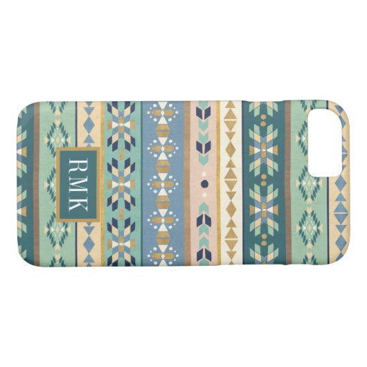 Geo indisches Muster des Monogramm-| des Schritt-| Case-Mate iPhone Hülle (Rückseite (Horizontal))