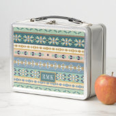 Geo indisches Muster des Monogramm-| des Schritt-| Metall Brotdose (Beispiel)