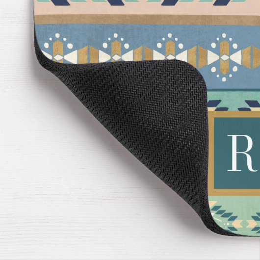 Geo indisches Muster des Monogramm-| des Schritt-| Mousepad (Ecke)