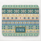 Geo indisches Muster des Monogramm-| des Schritt-| Mousepad (Vorne)