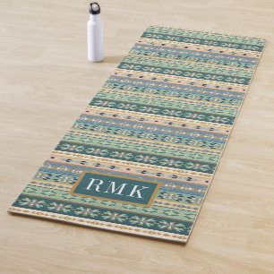 Geo indisches Muster des Monogramm-  des Schritt-  Yogamatte