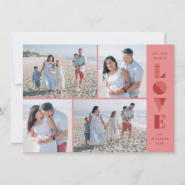 Geo Liebe 4-Foto Valentinstag Card - Rosa Einladung