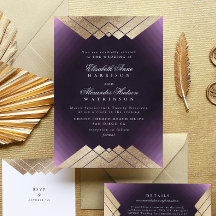 Geo Lila Gold Gatsby Calligrafy Wedding