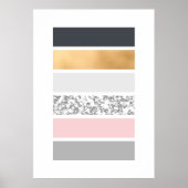 Geo Lines - Slate Gold Marmor und Pink Poster (Vorne)