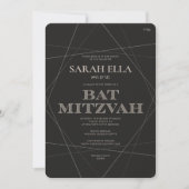 Geo Modern Silver Hebrew Bat Mitzvah Einladung (Vorderseite)