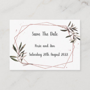 Geo Olive Leaf Save the Date Karte