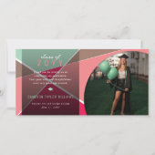 Geo Pink Criss Cross Color Block Foto Abschluss Dankeskarte (Vorderseite)